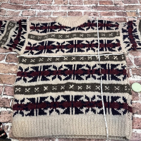 INKA MAKI 100% Wool Fair Isle Knit Handmade Wool Nordic Sweater Unisex Size XXL - Picture 5 of 9